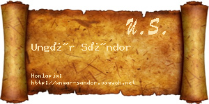 Ungár Sándor névjegykártya